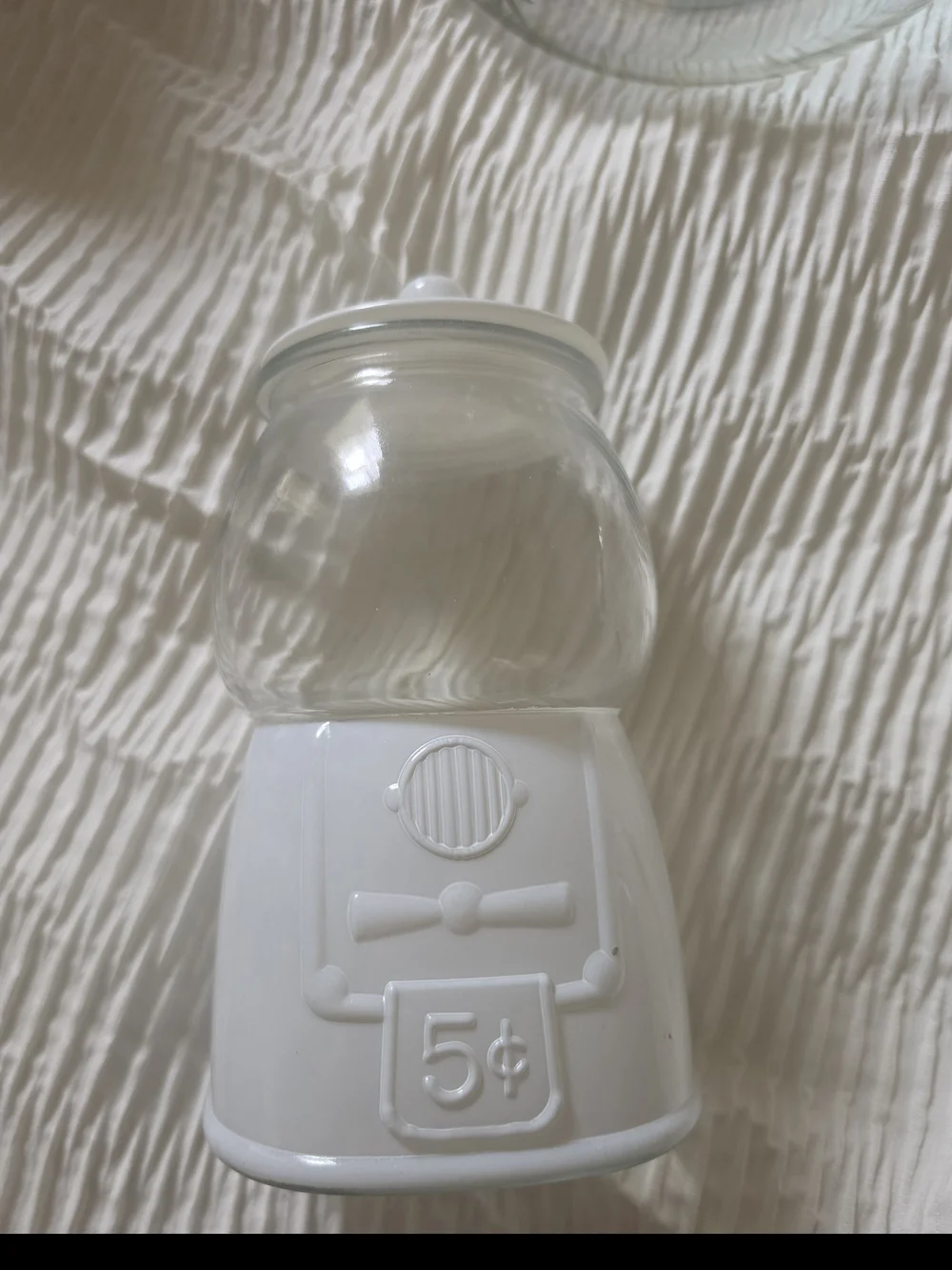 White Glass Gumball Candy Jar - 5¢ Vintage Style